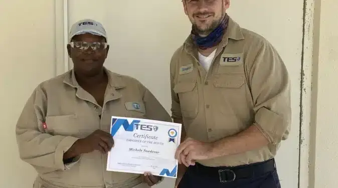 TES September Employee of the Month Michele Snedecor recognized for outstanding performance and professionalism in environmental health and safety.